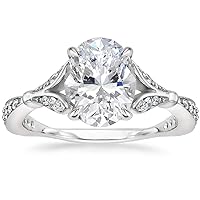 2CT Oval Colorless Moissanite Engagement Ring Wedding Bridal Ring Set Eternity Antique Vintage Solitaire Hidden Halo Dainty Statement Minimalist Promise Anniversary Ring Gift Her