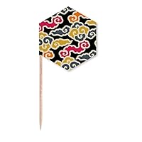 Chinese Japanese Style Auspicious Clouds Toothpick Flags Cupcake Picks Party Celebration