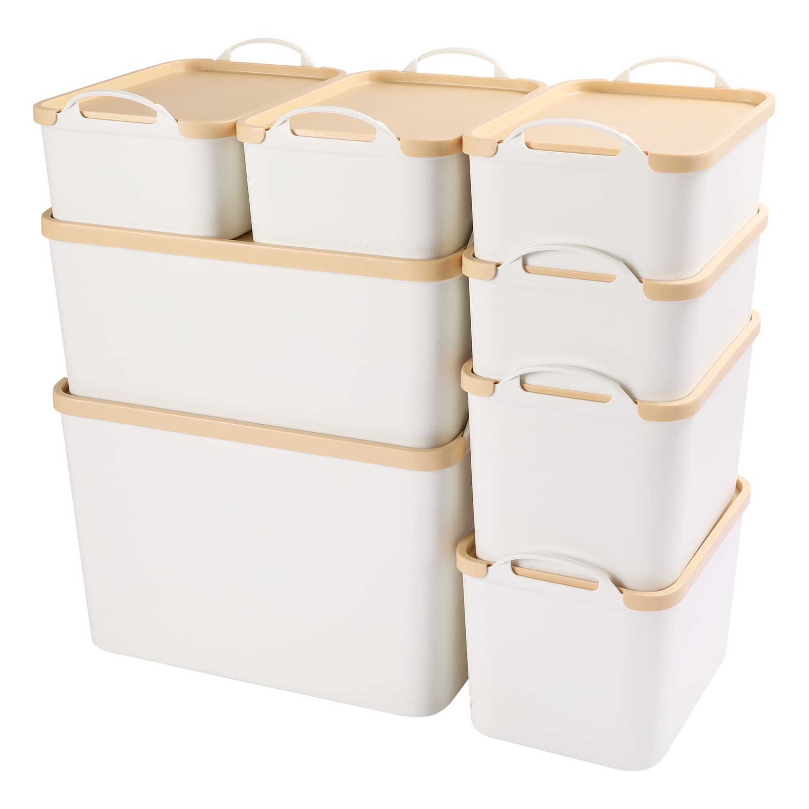 Mua ANMINY 8PCS All-in-One Lidded Plastic Storage Bins Set White ...