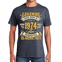 50th Birthday Shirt for Men, Legends were Born in 1974, Vintage 50 Years Old Tee T-Shirt 1 Heather Navy XX-Large
