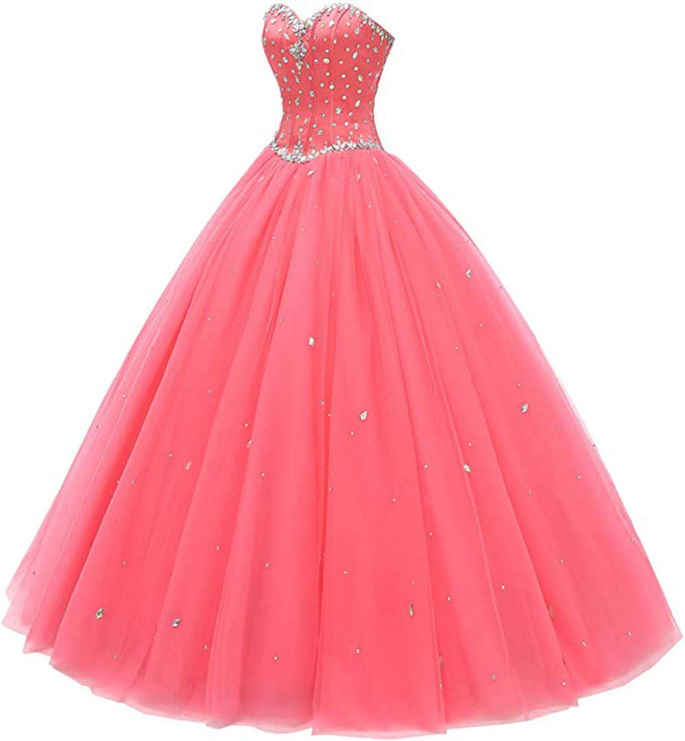 Likedpage Women's Sweetheart Ball Gown Tulle Quinceanera Dresses Prom Dress