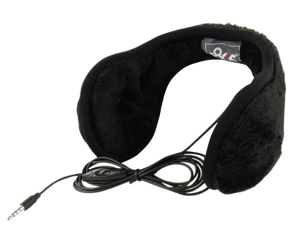 180s Women's Ear Warmers with Quantum Sound - Lush Fleece Black