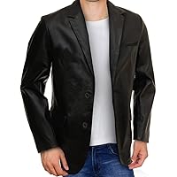 Mens Lambskin Casual Classic Fit Natural Leather Blazer Coat