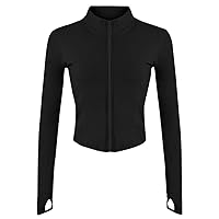Gihuo Women's Athletic Full Zip Lightweight Workout Jacket with Thumb Holes