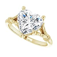 Moissanite Engagement Ring, 925 Sterling Silver, Heart Cut, Size 3-12, Perfect Ring