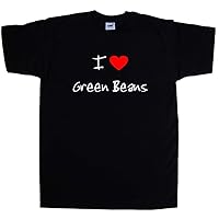 I Love Heart Green Beans Black T-Shirt