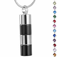 memorial jewelry Birthstone Personalized Cylinder Cremation Jewelry Ashes Urn Necklace Pendant for Human