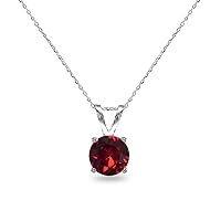 Sterling Silver 7mm Round Solitaire European Crystal Pendant Necklace for Women Girls Bridesmaids