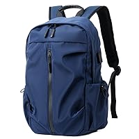 Water Resistant Lightweight Travel Hiking Nylon Back-Pack Daypack Durable with USB Charging Port (Blue)