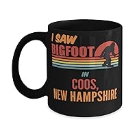 I Saw Bigfoot In Coos New Hampshire Coffee Mug 11oz, black