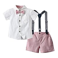 Baby Boy Set White Butterfly Shirt and Suspender Pants