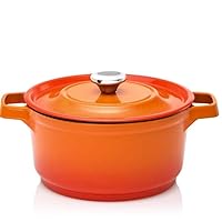 Cast Iron Casserole Iron Soup Pot with Lid Enamel Coating Protect Suitable on All Stovetops