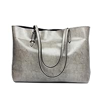 Tote Shoulder Bag for Women Large Purses Soft Genuine Leather Vintage Handbags with Adjustable Handles