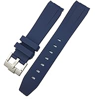 for Rolex Submariner Hulk GMT Milgauss Yacht Master Deepsea Rubber Watchband 19mm 20mm 21mm 22mm Silicone Strap (Color : Blue, Size : 19mm Silver Buckle)