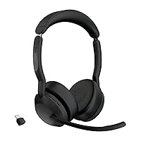 Jabra Evolve2 55 Stereo Wireless Headset with Jabra Air Comfort Technology, Noise-cancelling Mics, and ANC - Works with UC Platforms such as Zoom and Google Meet - Black