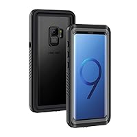 Lanhiem Samsung Galaxy S9 Case, IP68 Waterproof Dustproof Shockproof Case with Built-in Screen Protector, Full Body Sealed Underwater Protective Clear Cover for Samsung S9 (Black/Gray)