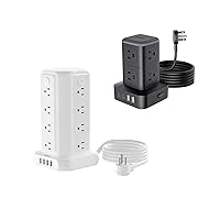 5 FT Smal + Large Power Strip Tower Surge Protector, NTONPOWER 8 AC Outlets 4 USB Ports (2 USB C) + 16 Outlet 4 USB Ports Charging Station, Individual Switch for Home Office Dorm Room, 1080J