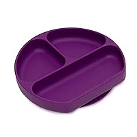 Bumkins Toddler and Baby Suction Plate, Divided Grip Dish for Babies and Kids, Baby Led Weaning, Feeding Supplies, Sticks to Tables and Highchairs, Platinum Silicone, for Chidren 6 Months, Purple