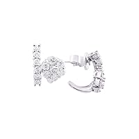 *RYLOS Floral Style Diamond Earrings in 14K White Gold