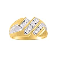 Rylos Mens Ring With 10 Sparkling Diamonds Wedding Band with Comfort Fit 14K Yellow or 14K White Gold