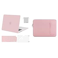 MOSISO Compatible with MacBook Air 15 inch Case 2023 2024 Release A2941 M2, Plastic Hard Shell&Vertical Sleeve Bag&Keyboard Cover&Screen Protector&Storage Bag, Baby Pink&Pink