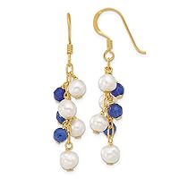 10.5mm 925 Sterling Silver Gold Plated Fwc Pearl and Blue Quartz DReligious Guardian Angel Earrings Measures 47.8x10.5mm Wide Jewelry for Women