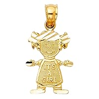 14k Yellow Gold Boys and Girls Pendant Necklace 10x17mm Jewelry Gifts for Women