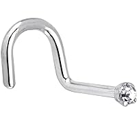 Body Candy 14k White Gold 1.5mm Diamond (0.015 cttw) Right Nostril Screw 18 Gauge