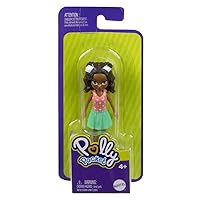 Polly Pocket Collectible Doll ~ Polly's Friend Wearing Green Skirt, Pink Shirt with Hearts and White Boots ~ African American ~ 3 1/2