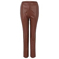 Womens Faux Leather Leggings Pants PU Sexy High Elastic Pants Suit Sets Black Casual Side Slit Pu Leather Pants