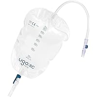 Ugo Leg Bags (x10) – Urine Drainage Bags/Catheter Leg Bags, T Tap or Lever Tap with Soft Fabric Backing and a Natural Leg-Shape Design (Pack of 10) (Ugo 8C - 750ml, Long Tube, Lever Tap)