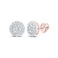 10K Rose Gold Mens Diamond Cluster Earrings 1/4 Ctw.