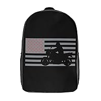 Motorcycle US Flag 17 Inches Unisex Laptop Backpack Lightweight Shoulder Bag Travel Daypack