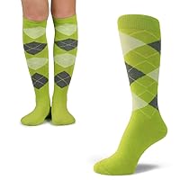 Groomsmen/Men's/Father Mid-Calf Argyle Dress Socks & Women's/Daughter Matching Argyle Knee High Socks