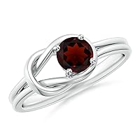 Garnet Round 5.00mm Cross Marge Shank Ring | Sterling Silver 925 | Best For Woman's And Girls Brithday, Thankyou, Promise Band | This promise ring is the perfect way to show someone how much you care.