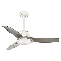 Casablanca Wisp Indoor Ceiling Fan with LED Light and Remote Control, Fresh White finish, Small