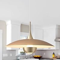 Vintage Led Pendant Light Farmhouse Gold Metal Ceiling Lights Mid Century Modern Pendant Lighting Industrial Large Pendant Light for Kitchen Island Bedroom