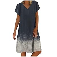Cocktail Dresses for Women Over 50 Petite Short,Spring/Summer Printed Short Sleeve Women's Casual Dress Sexy Pa