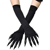 Costume,Halloween Costume Paw Gloves Long Fingernails Black Party Gloves Cat Claws Halloween Prop Wolf Claws Glove Cosplay Costume