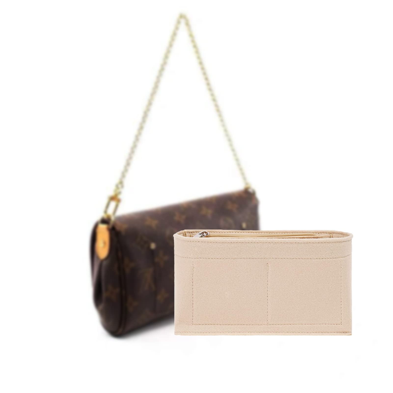 OOD Felt wallet manager bag handbag pocket multi bag accessories pocket zipper bag (beige)