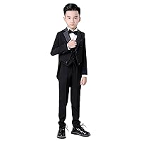 Boys' Tailcoat Three Pieces Suit Notch Lapel Pageboy Party Birthday Wedding Tuxedos