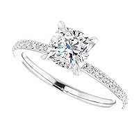 925 Silver, 10K/14K/18K Solid Gold Moissanite Engagement Ring, 1.0 CT Cushion Cut Handmade Solitaire Ring, Diamond Wedding Ring for Women/Her Anniversary Ring, Birthday Ring, VVS1 Colorless Gifts