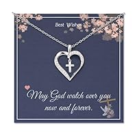 Easter Frist Communion Baptism Gifts for Girls Women, Cross Necklace Christian Religious Faith Gifts