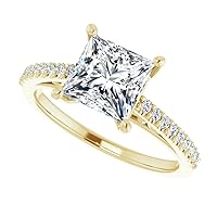 1 CT Princess Cut Colorless Moissanite Wedding Ring, Bridal Ring Set, Engagement Ring, Solid Gold Sterling Silver, Anniversary Ring, Promise Ring, Perfect for Gifts or As You Want Valentine Rings