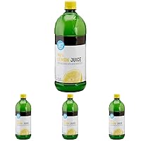 Amazon Brand - Happy Belly 100% Lemon Juice, Bottle, 32 fl oz (Pack of 4)