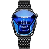 Gosasa Simple Fashion Cool Student Men's Casual Waterproof Stainless Steel Quartz Wrist Watch Geometric Shape Case Creative Men's Digital Watch