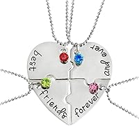 Best Friends Forever and Ever Necklace with Crystal Broken Heart Charm Pendant Set Friendship Necklace