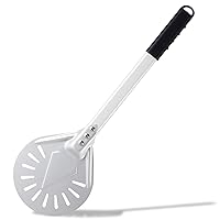Pizza Turning Peel 7 Inch Round Anodized Aluminum Perforated Pizza Peel Turner With Metal Handle Pizza Paddle Spinner For Outdoor Pizza Oven Accessories