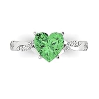 Clara Pucci 2.13ct Heart Cut Criss Cross Solitaire Halo Green Simulated Diamond Designer Wedding Anniversary Bridal Ring 14k White Gold