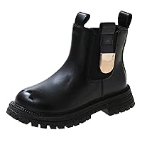 Autumn And Winter Children Boots Girls Ankle Boots Thick Bottom Non Slip Upper Side Zipper Solid Color Dark Girls Boots